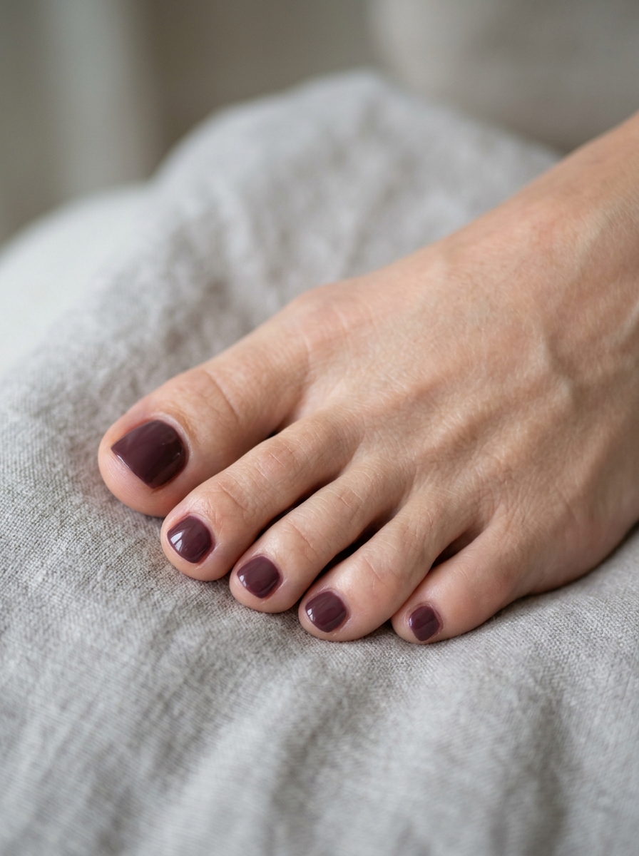 Plum Fußnägel als Herbst Fußnägel Inspiration 2026